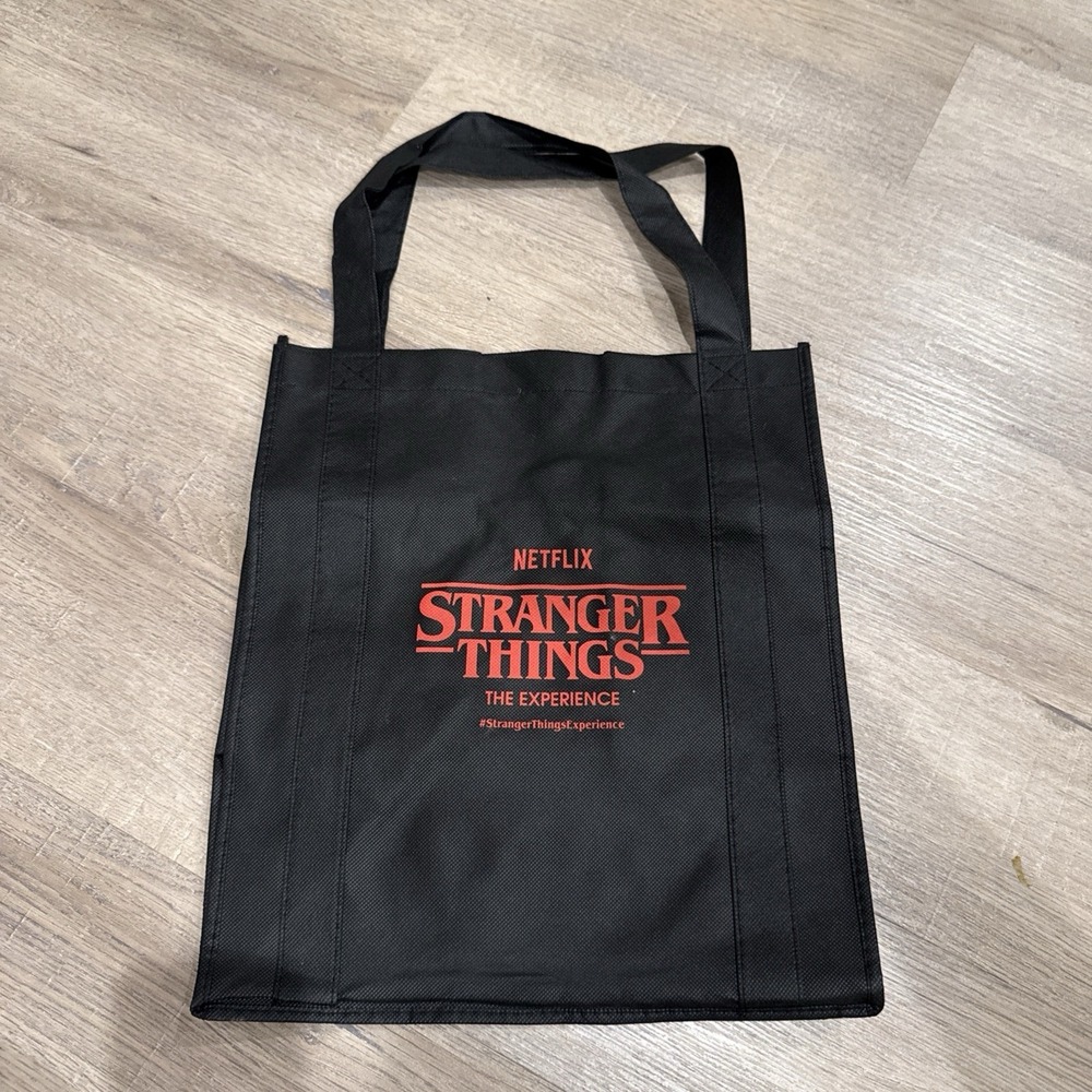 Netflix Stranger Things The Experience Wide Bottom Black Tote Bag Black 15X13